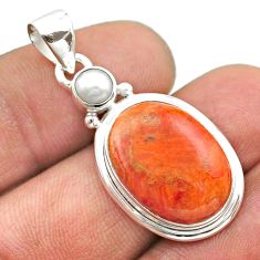Clearance Sale- 12.60cts natural orange mojave turquoise oval pearl 925 silver pendant t70879