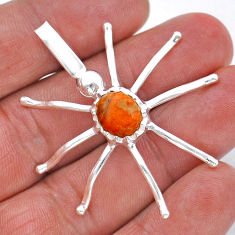 4.26cts natural orange mojave turquoise oval925 silver spider pendant u90544