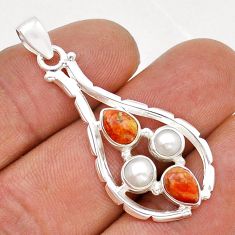 5.02cts natural orange mojave turquoise pearl 925 sterling silver pendant u94480