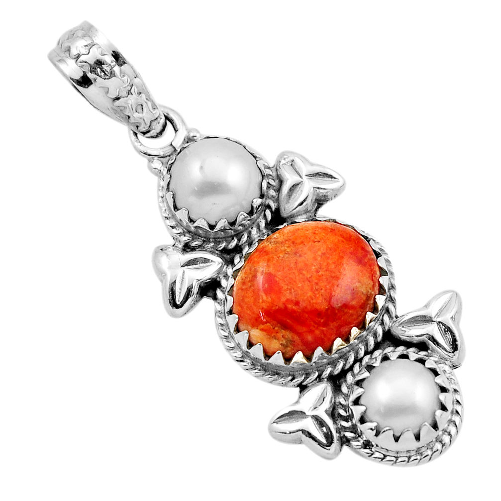 8.42cts natural orange mojave turquoise pearl 925 sterling silver pendant y87886