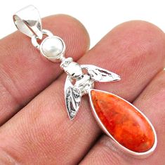 7.39cts natural orange mojave turquoise pearl silver honey bee pendant t70929