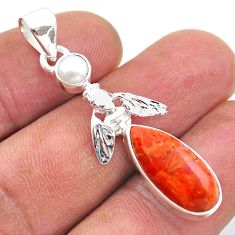 8.34cts natural orange mojave turquoise pearl silver honey bee pendant t70938