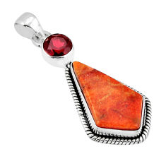 11.62cts natural orange mojave turquoise red garnet 925 silver pendant y64820
