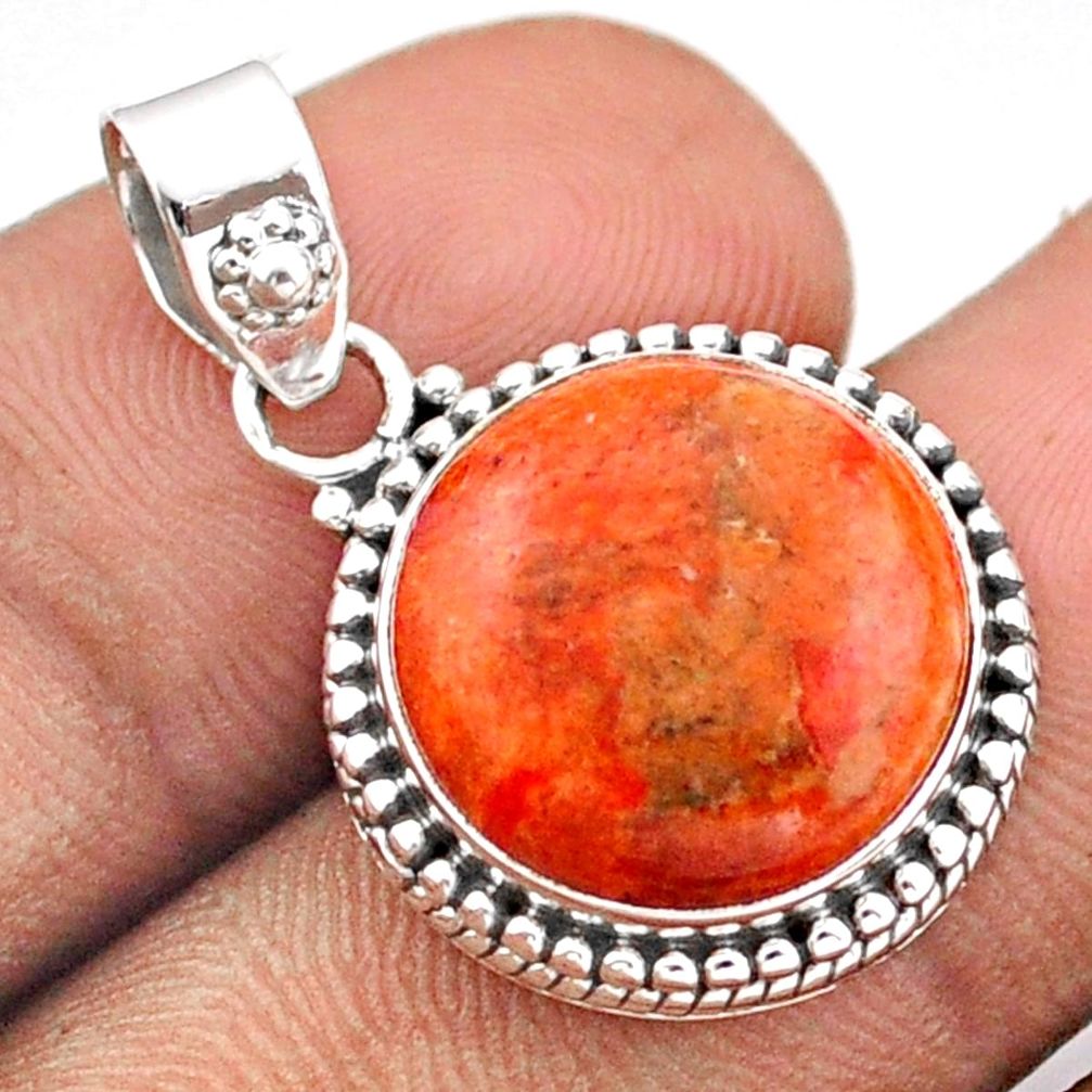  orange mojave turquoise round 925 sterling silver pendant u5743