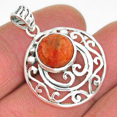 5.24cts natural orange mojave turquoise round 925 sterling silver pendant y19563