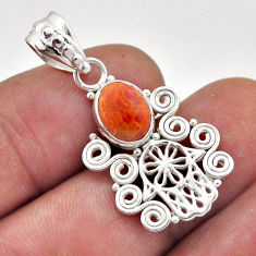 3.05cts natural orange mojave turquoise silver hand of god hamsa pendant n46198