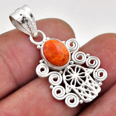 3.10cts natural orange mojave turquoise silver hand of god hamsa pendant n46200
