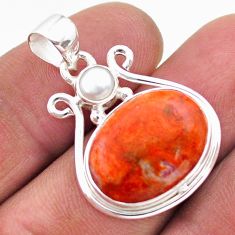 12.18cts natural orange mojave turquoise white pearl 925 silver pendant t70803