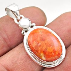 12.68cts natural orange mojave turquoise white pearl 925 silver pendant t70882