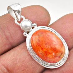 12.65cts natural orange mojave turquoise white pearl 925 silver pendant t70883