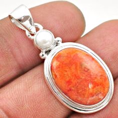 12.58cts natural orange mojave turquoise white pearl 925 silver pendant t70890