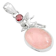 Clearance Sale- 14.88cts natural orange morganite 925 silver angel wings fairy pendant p69508