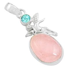Clearance Sale- 14.39cts natural orange morganite 925 silver angel wings fairy pendant p69515
