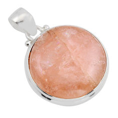 18.94cts natural orange morganite round sterling silver pendant jewelry y95518