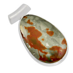 25.60cts natural orange poppy jasper 925 sterling silver pendant jewelry n1151