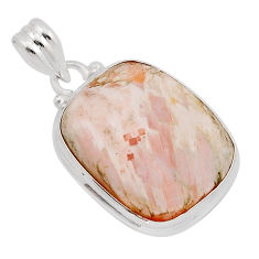 15.02cts natural orange scolecite high vibration crystal silver pendant n13334