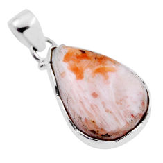 13.15cts natural orange scolecite high vibration crystal silver pendant n23698