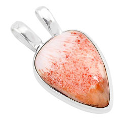 Clearance Sale- 14.23cts natural orange scolecite high vibration crystal silver pendant r94197