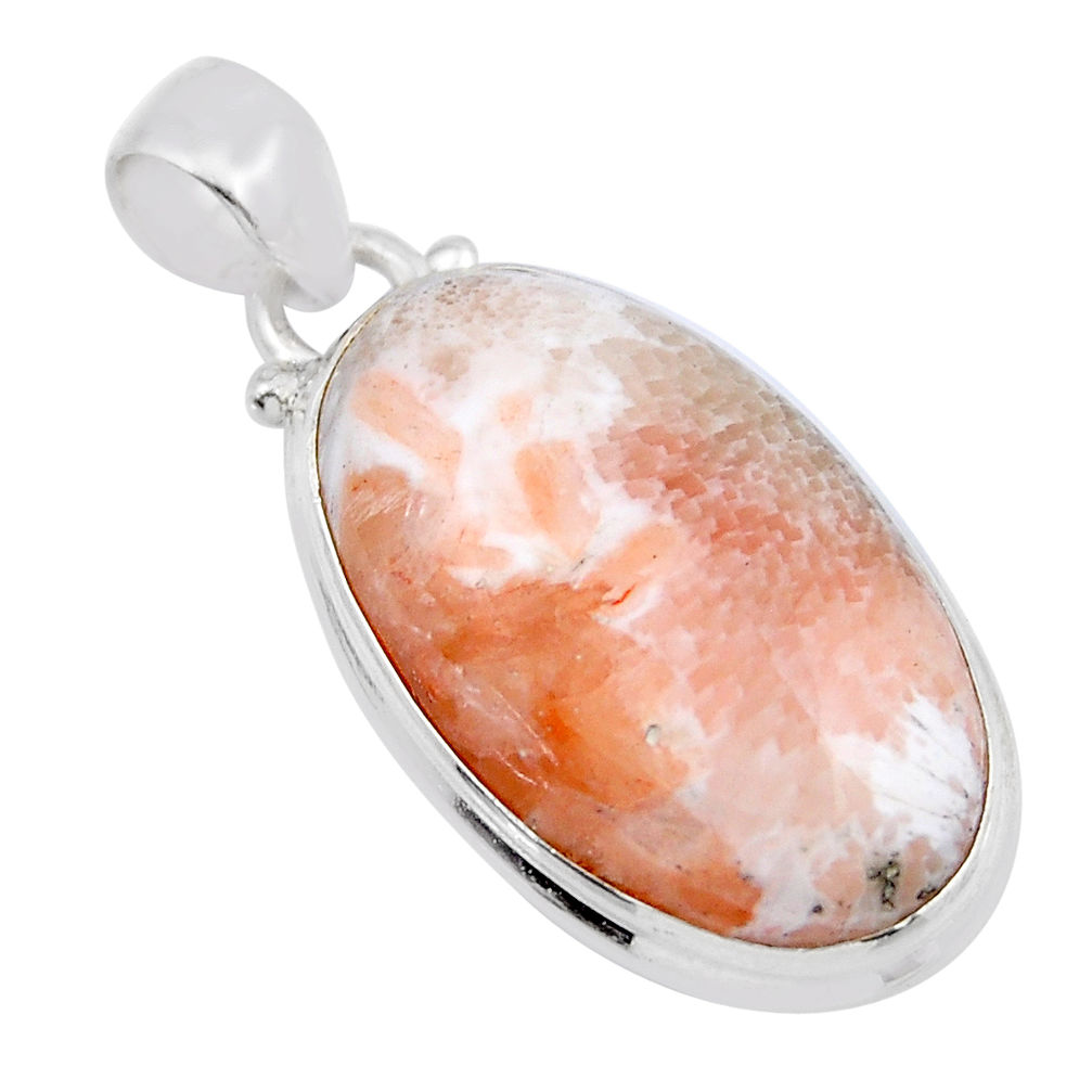 15.55cts natural orange scolecite high vibration crystal silver pendant y44045