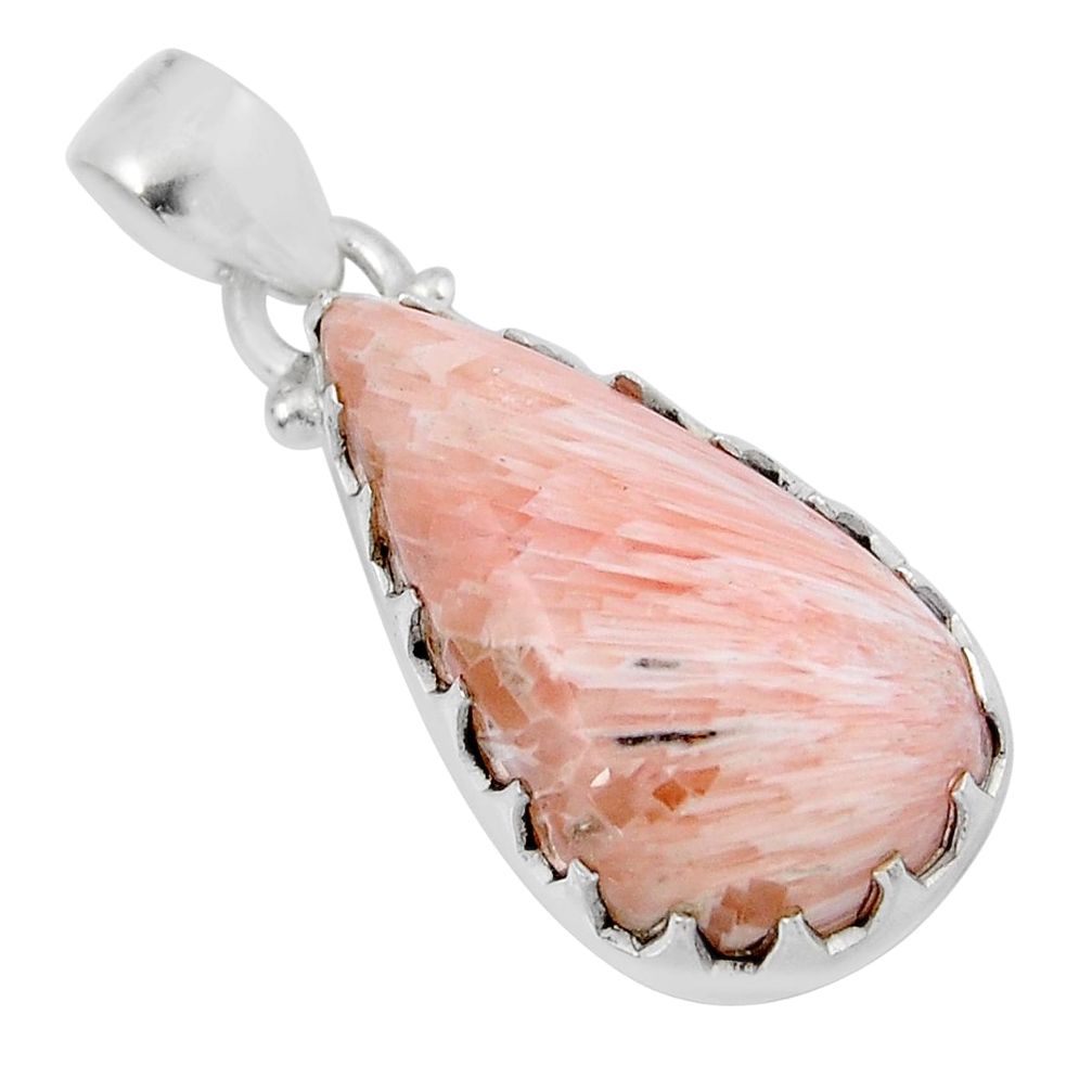 12.07cts natural orange scolecite high vibration crystal silver pendant y44326