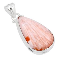 14.14cts natural orange scolecite high vibration crystal silver pendant y47140