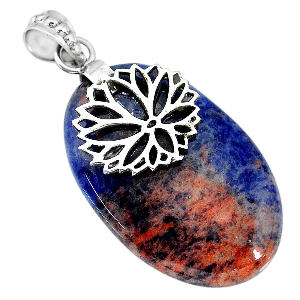 35.31cts natural orange sodalite 925 sterling silver pendant jewelry r90843