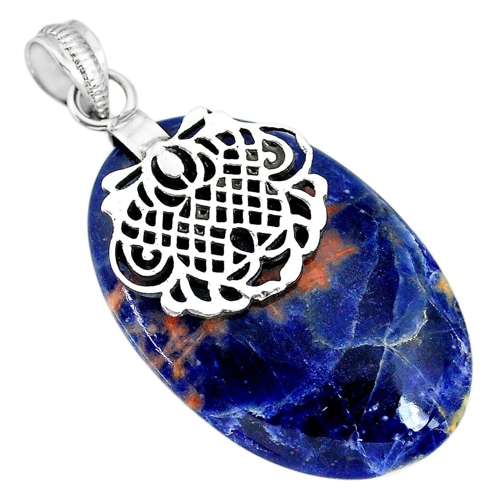 31.75cts natural orange sodalite 925 sterling silver pendant jewelry r90851