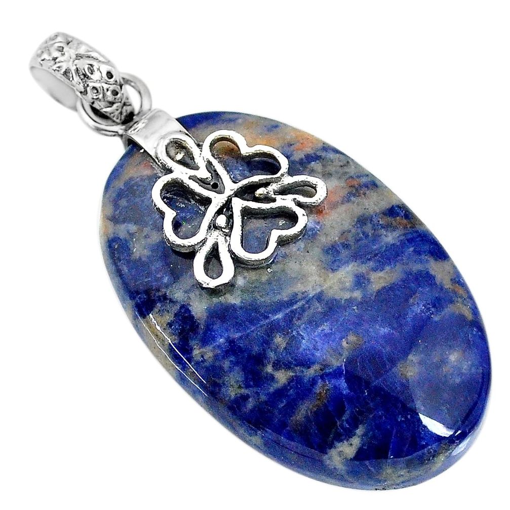 27.81cts natural orange sodalite 925 sterling silver pendant jewelry r90853