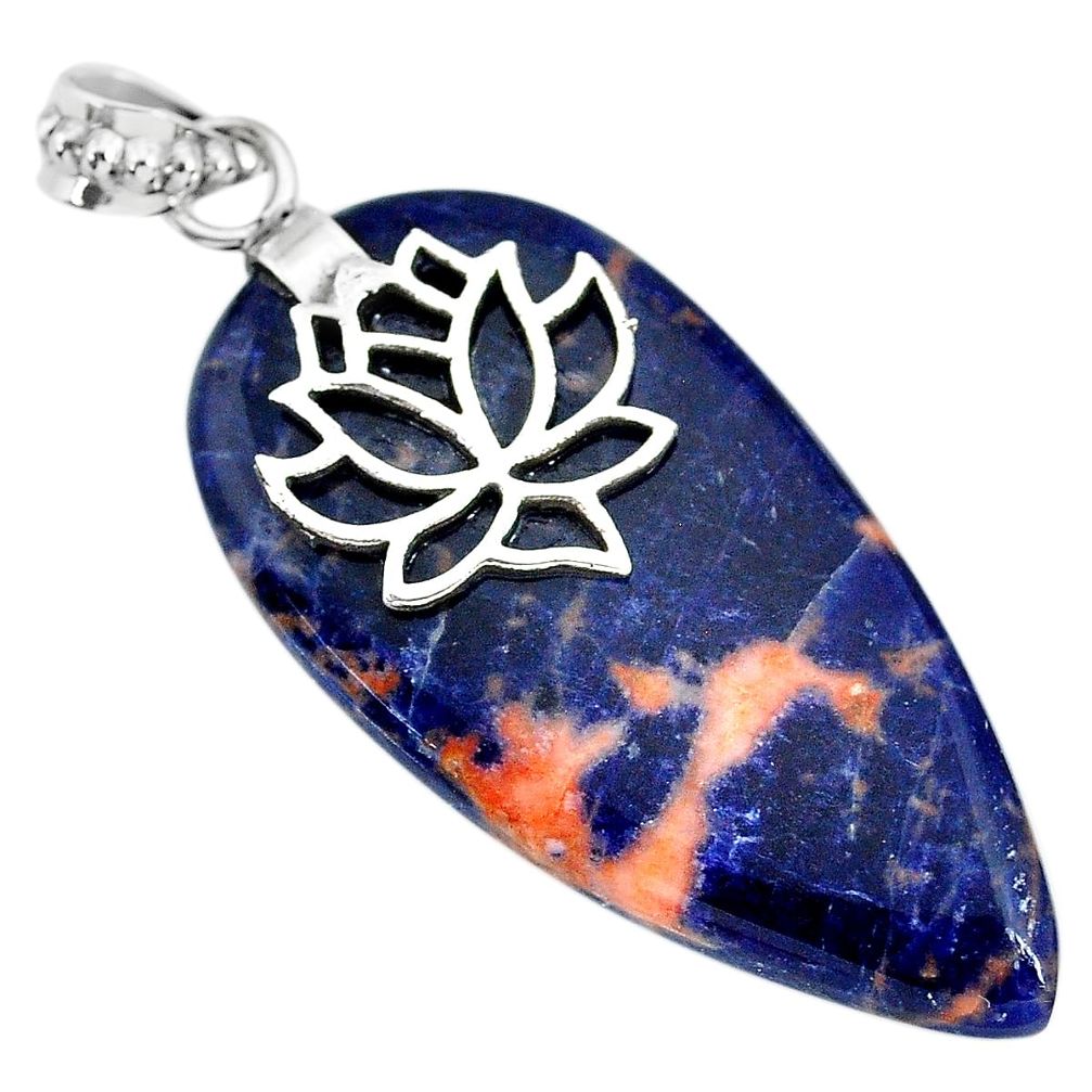 25.82cts natural orange sodalite 925 sterling silver pendant jewelry r90859