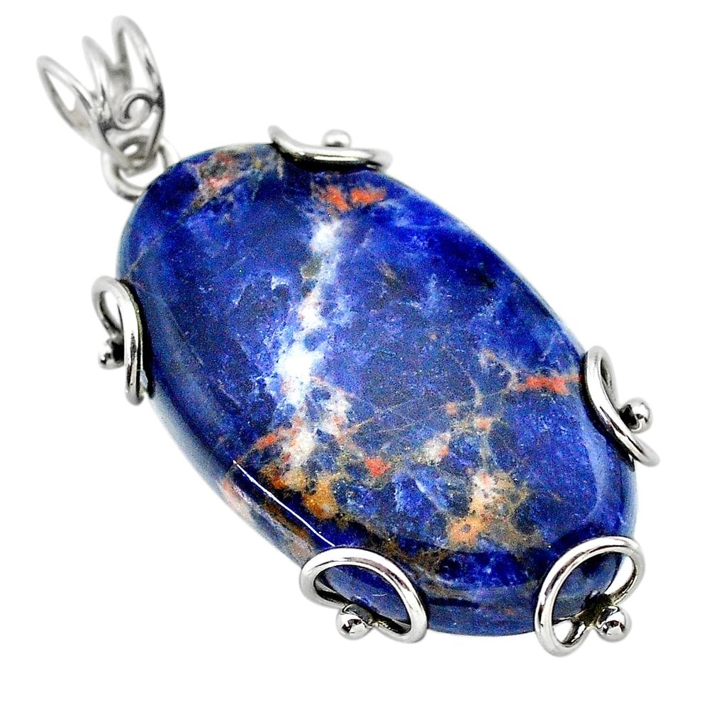 39.74cts natural orange sodalite 925 sterling silver pendant jewelry t31908