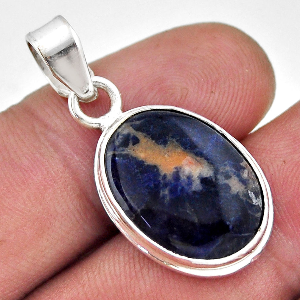 9.67cts natural orange sodalite oval 925 sterling silver pendant jewelry n47079