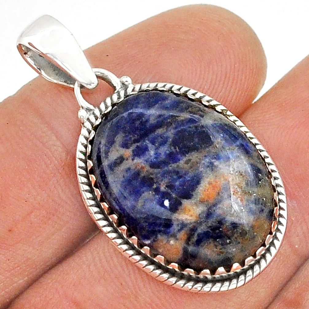 15.91cts natural orange sodalite oval 925 sterling silver pendant jewelry u87371