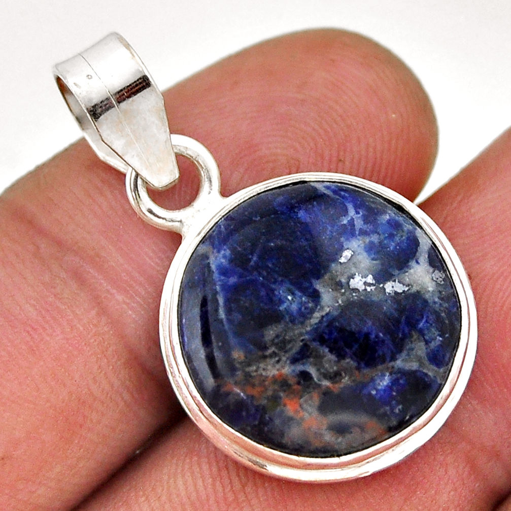 10.22cts natural orange sodalite round sterling silver pendant jewelry n47077
