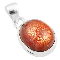 6.95cts natural orange sunstone (hematite feldspar) 925 silver pendant u21841