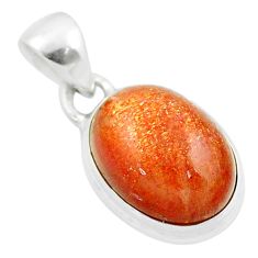 6.88cts natural orange sunstone (hematite feldspar) 925 silver pendant u21844