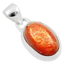 6.26cts natural orange sunstone (hematite feldspar) 925 silver pendant u21846