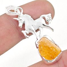 7.80cts natural orange tourmaline rough 925 sterling silver horse pendant u49042