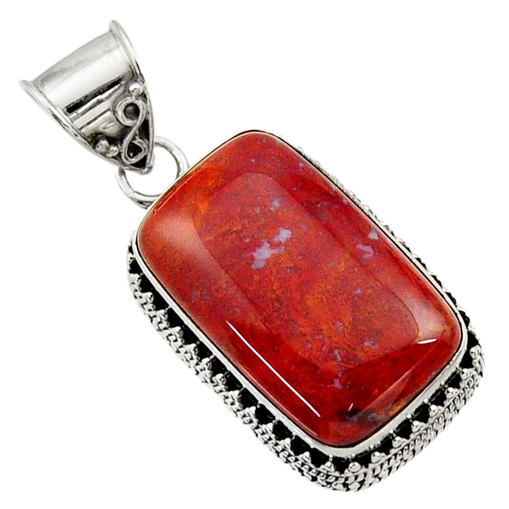  orange vaquilla agate 925 sterling silver pendant d45138