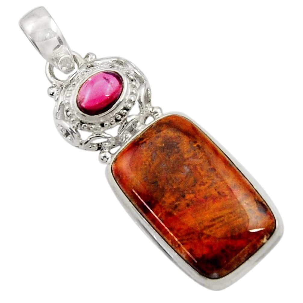  orange vaquilla agate garnet 925 sterling silver pendant d45135