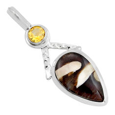 10.82cts natural peanut petrified wood fossil citrine 925 silver pendant y21045
