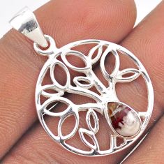 1.94cts natural peanut petrified wood fossil silver tree of life pendant t88553