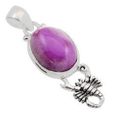 12.70cts natural phosphosiderite (hope stone) 925 silver scorpion pendant n13344