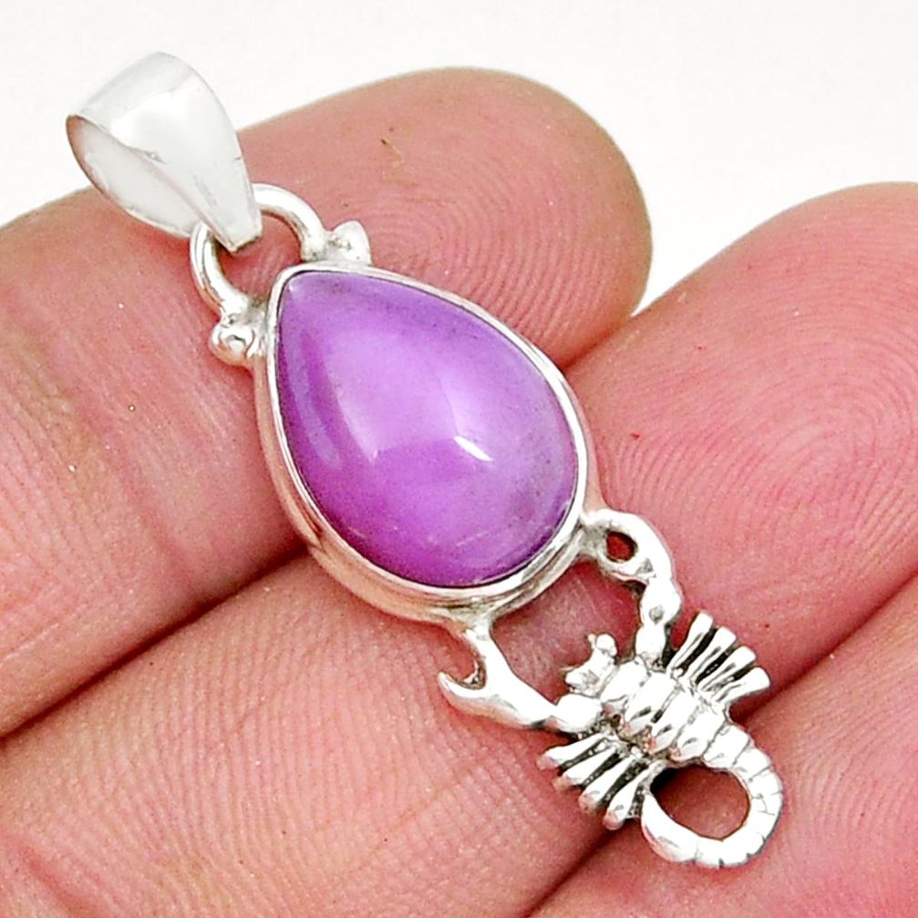 6.23cts natural phosphosiderite (hope stone) 925 silver scorpion pendant y7872