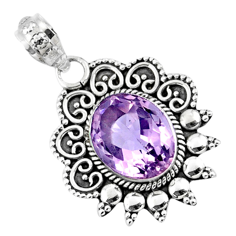 6.31cts natural pink amethyst 925 sterling silver pendant jewelry r57823