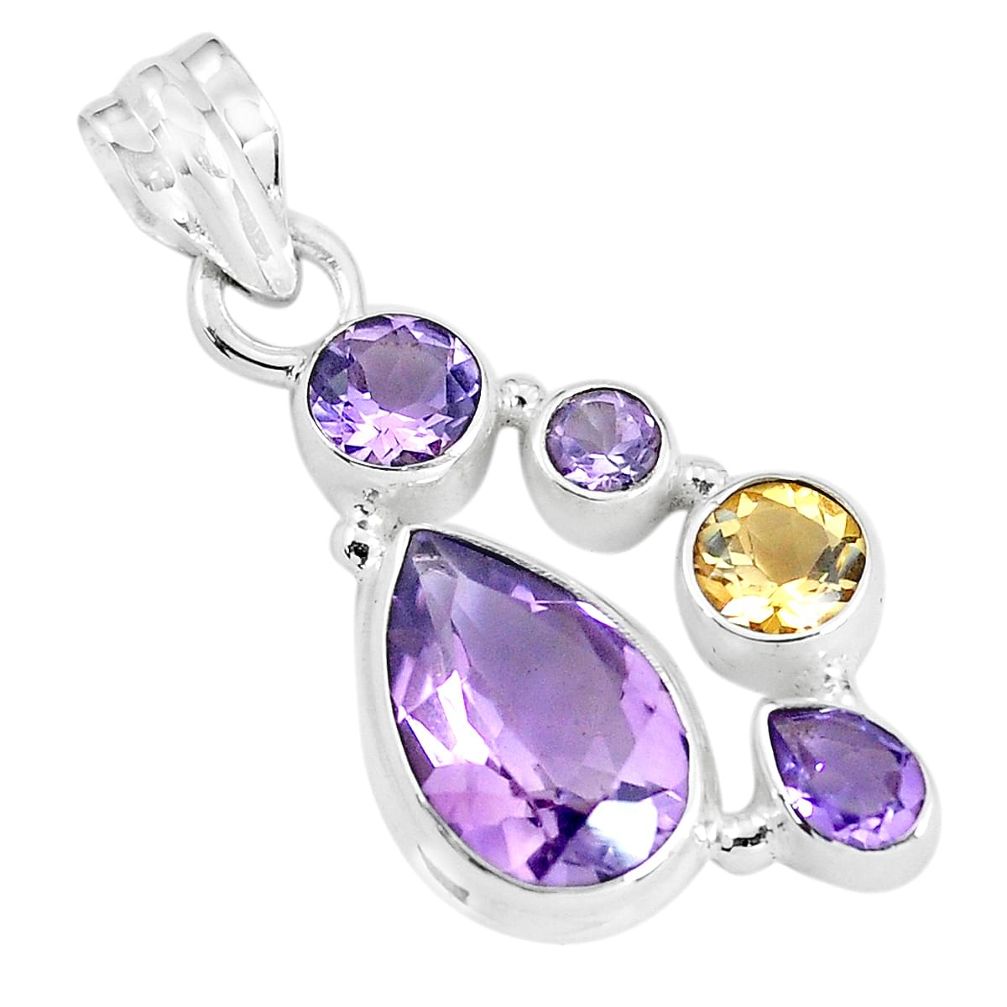 9.07cts natural pink amethyst citrine 925 sterling silver pendant jewelry p59316