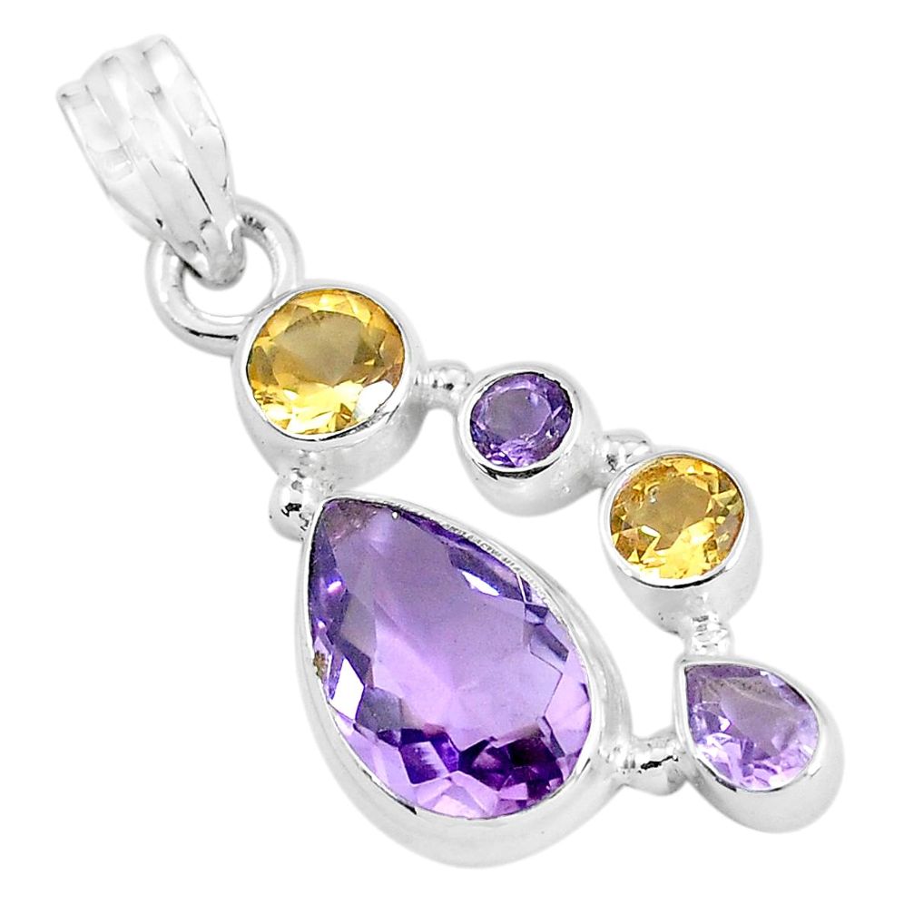 pink amethyst citrine 925 sterling silver pendant jewelry p59318