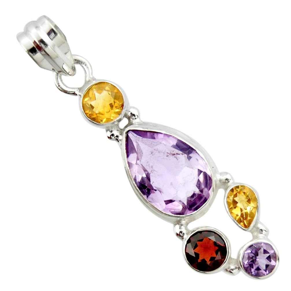 9.72cts natural pink amethyst garnet 925 sterling silver pendant jewelry r20366