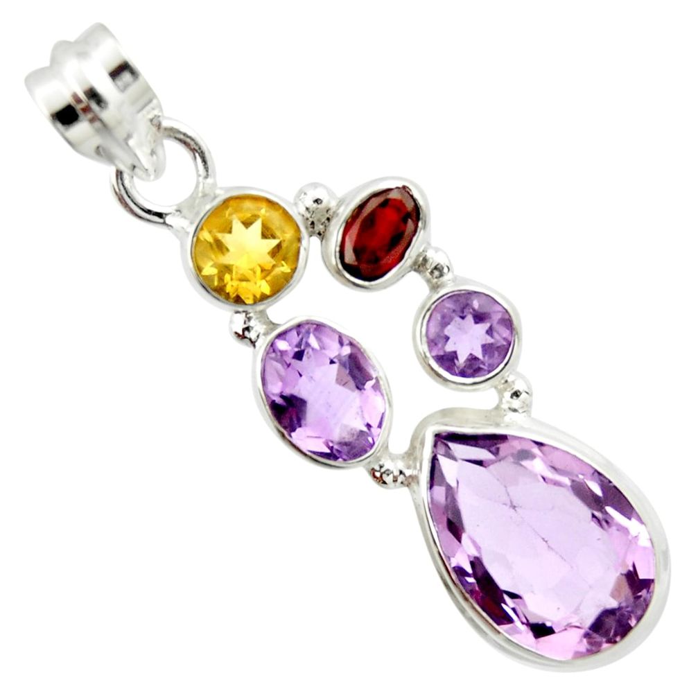 11.23cts natural pink amethyst garnet 925 sterling silver pendant jewelry r20370