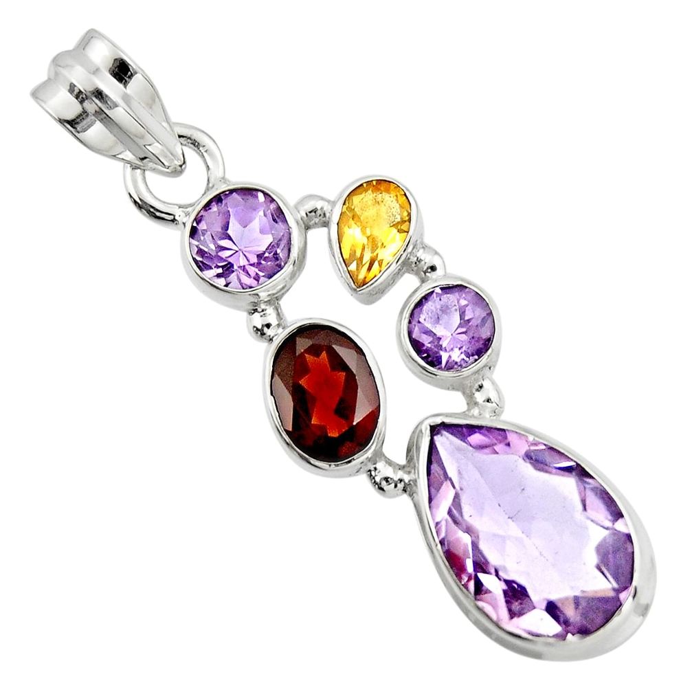 11.37cts natural pink amethyst garnet 925 sterling silver pendant jewelry r20397