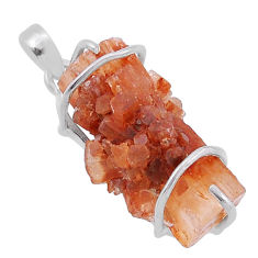 23.27cts natural pink aragonite fancy 925 sterling silver pendant jewelry n43624